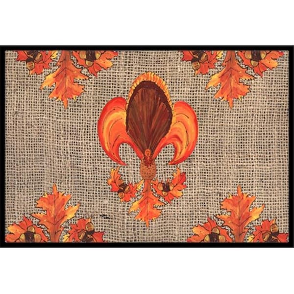 Carolines Treasures Carolines Treasures 8744MAT 18 x 27 in. Thanksgiving Turkey Fleur De Lis Indoor & Outdoor Doormat 8744MAT - main
